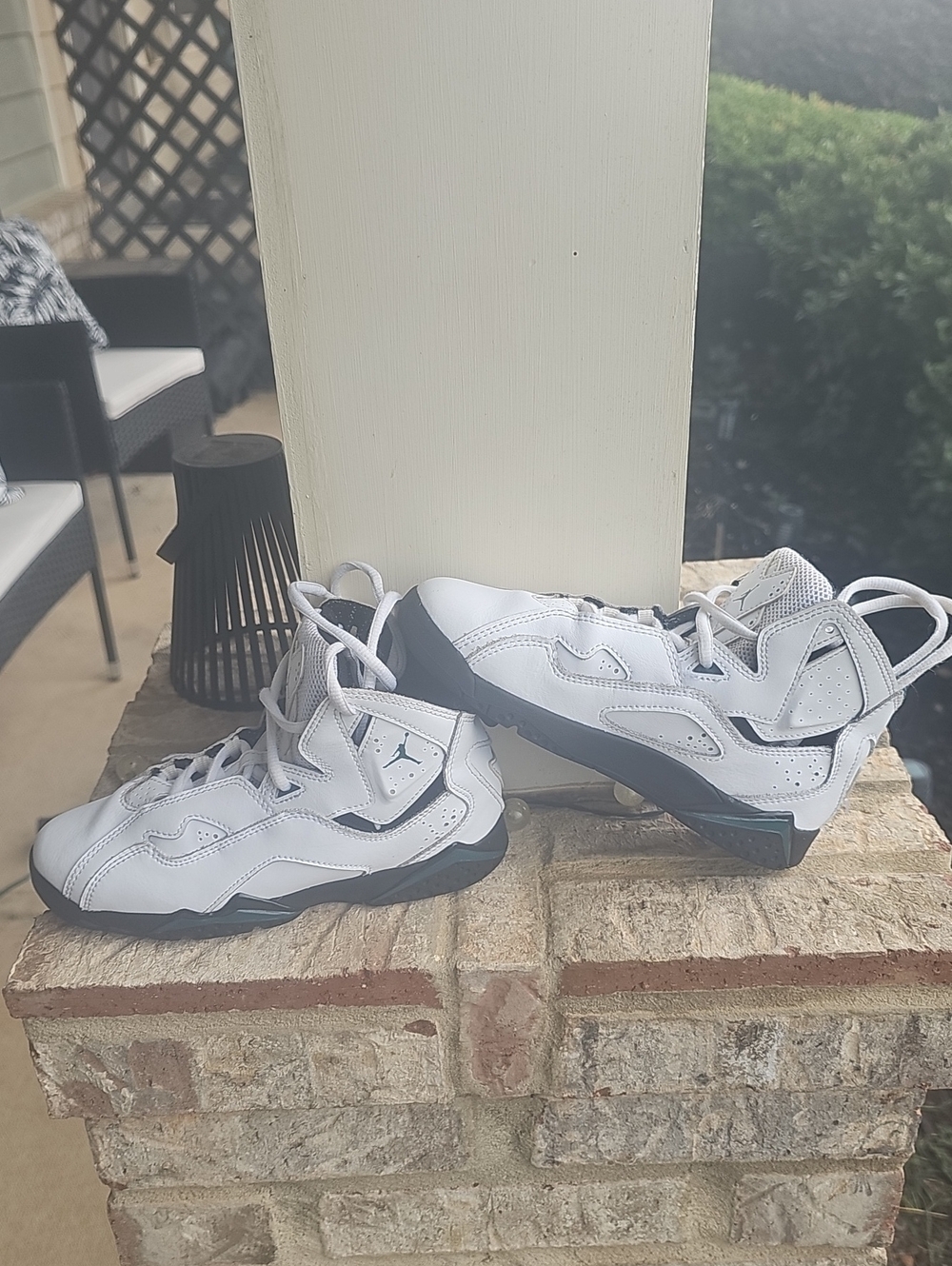 Jordan Kids White, Black and Green High-Top Sneakers